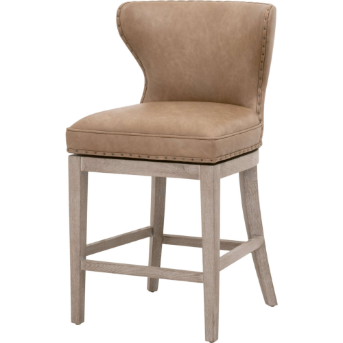 Milton Swivel Counter Stool in Ivanhoe Toast Brown Vegan Leather & Gray Wood 6421-CSUP.IVT-BT/NG